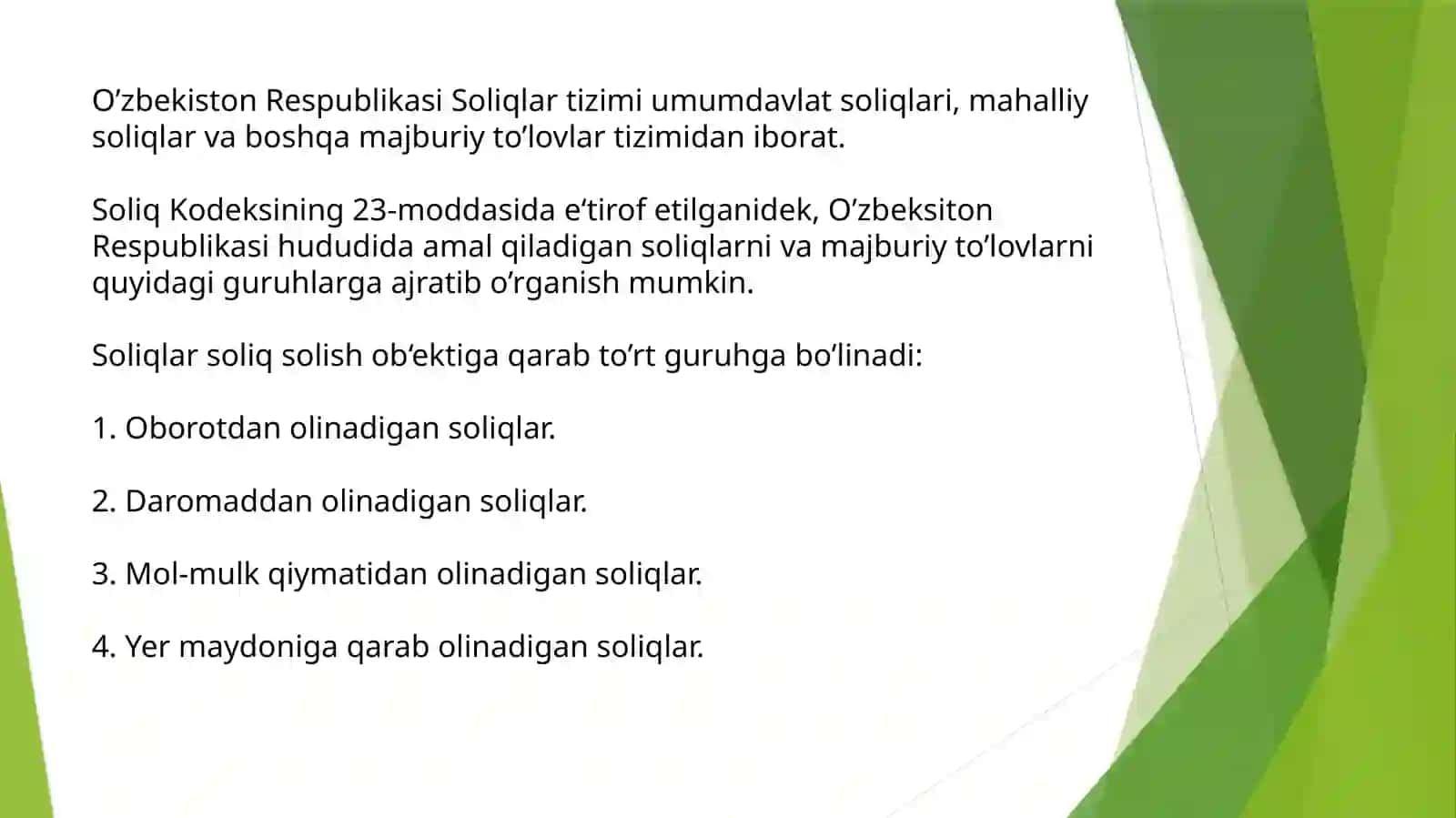 O’zbekiston Respublikasi Soliq Tizimi 4