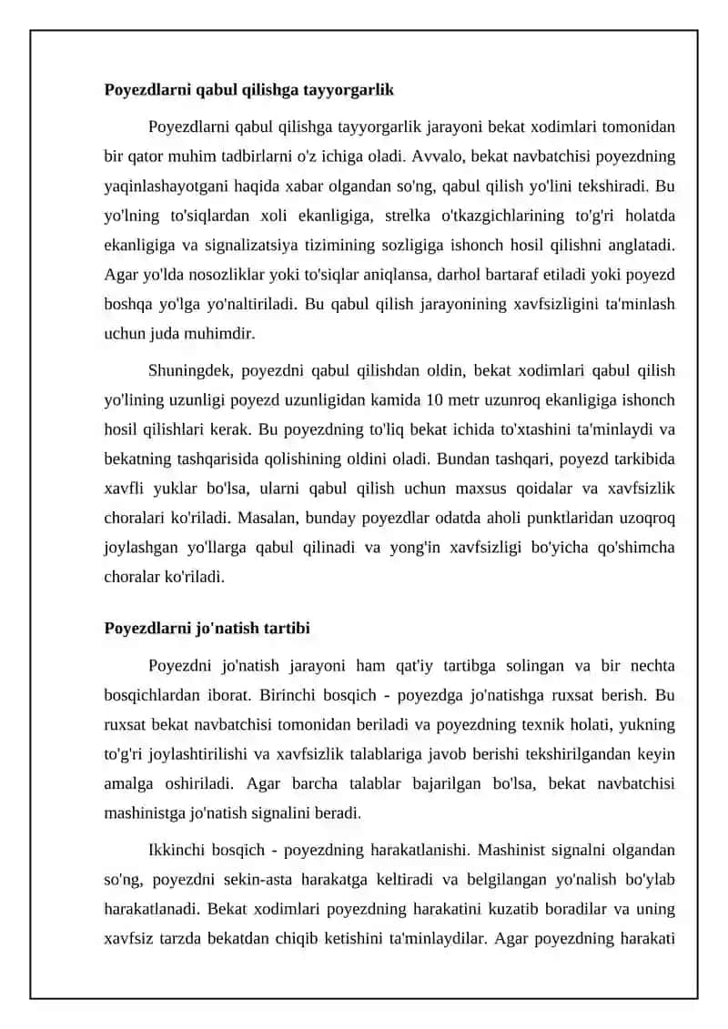 Poyezdlarni qabul qilish va jo'natish 4