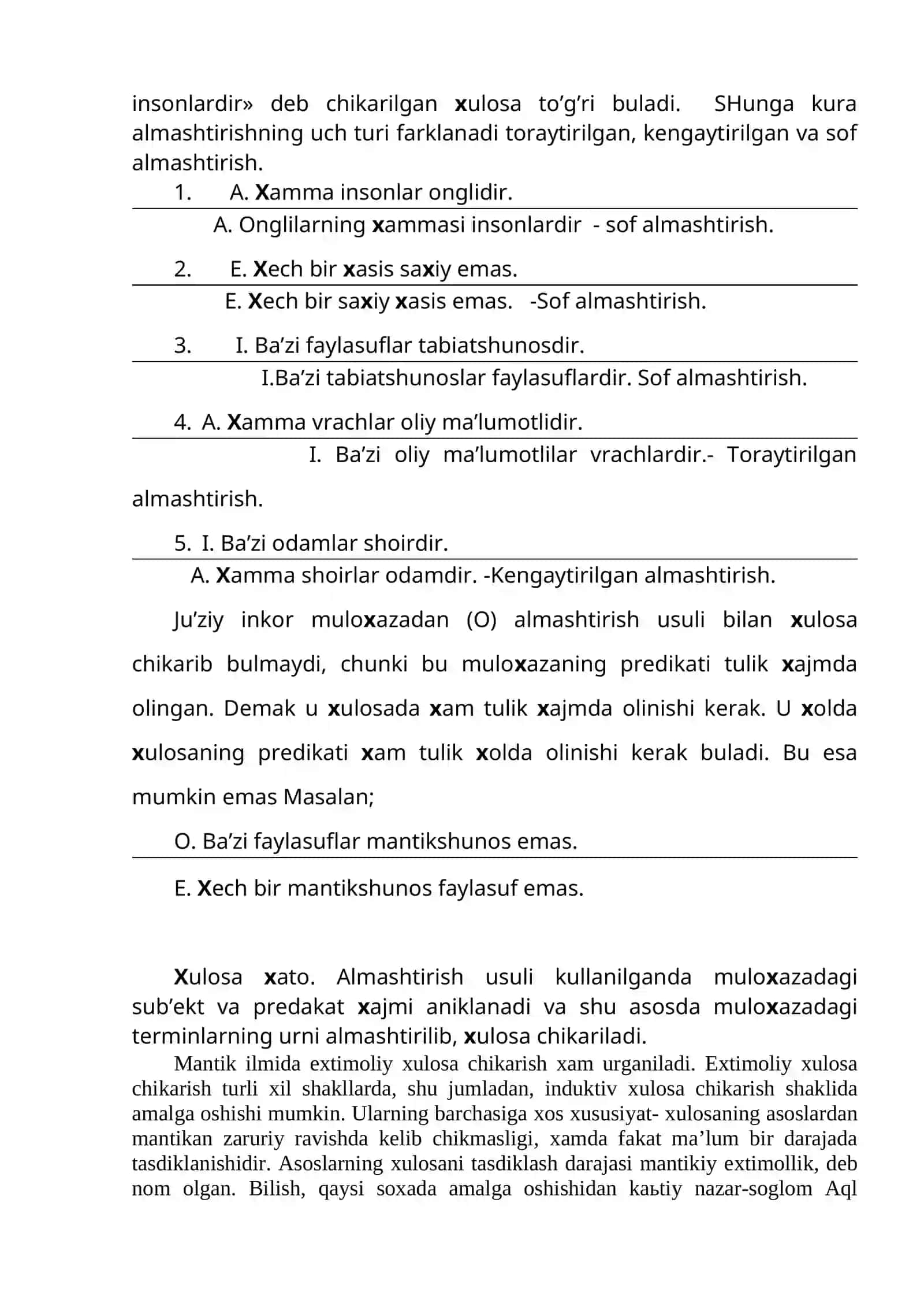 Muloxaza. Xulosa chikarish 4