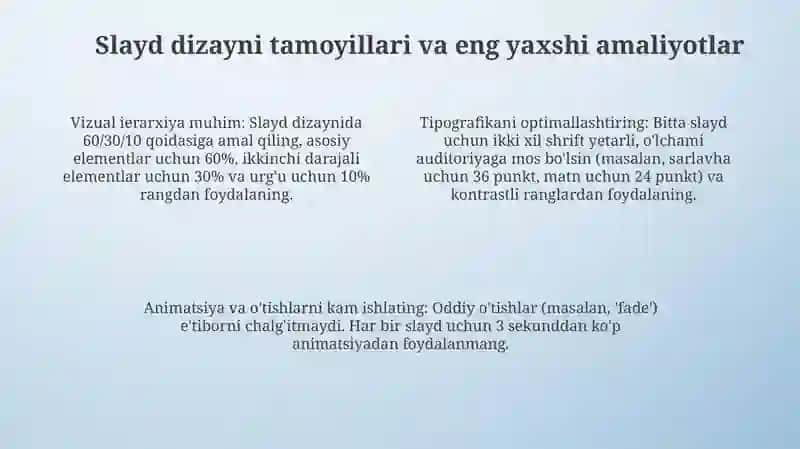 Taqdimot silaydlarni yaratish boʻlimini oʻqitish metodikasi 4
