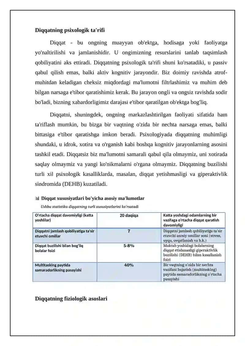 Diqqat xususiyatlari 4