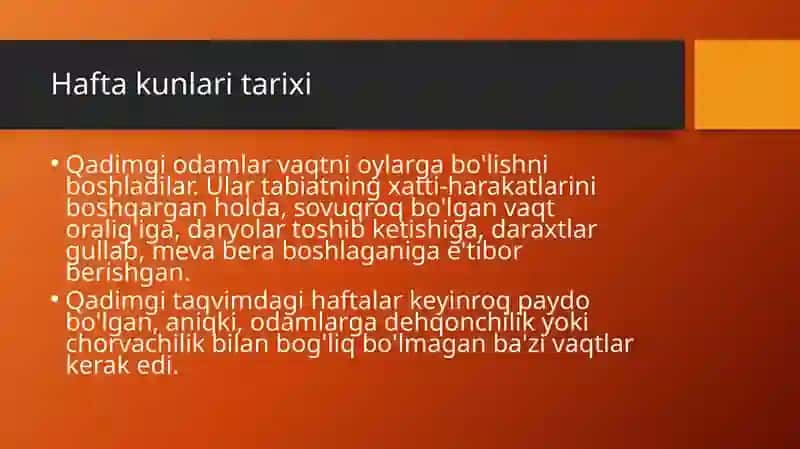 Lotincha hafta kunlari 4