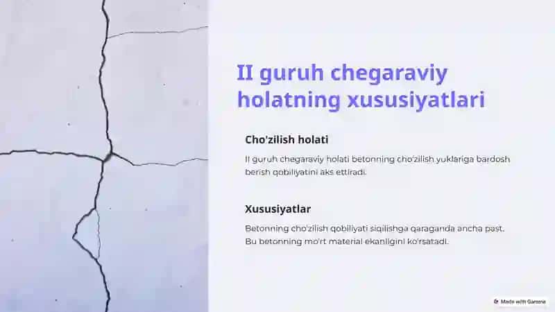 Betonning I va II guruh chegaraviy holatlari bo'yicha normativ qarshiligi 4
