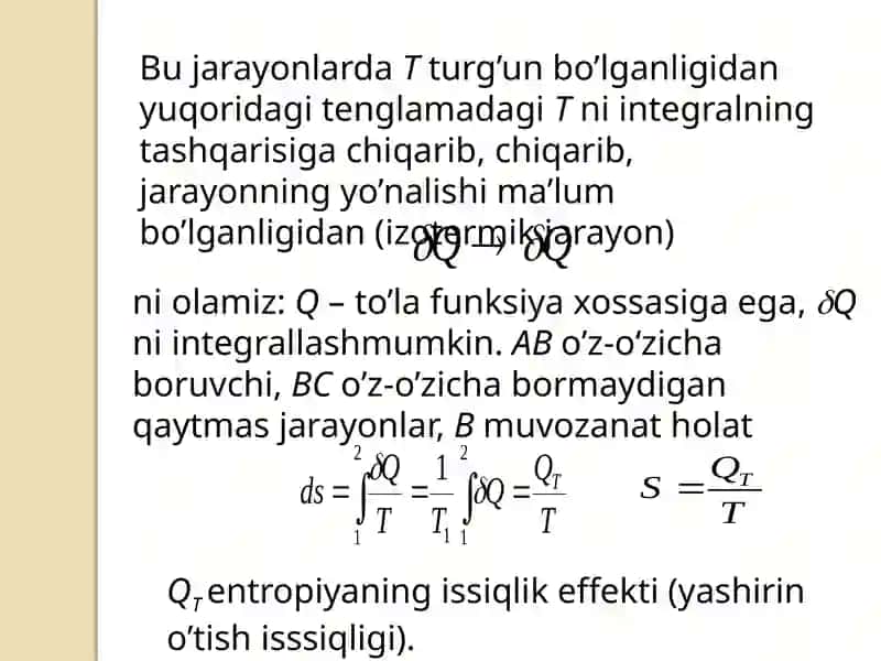 Turli jarayonlarda entropiyaning o'zgarishi 4