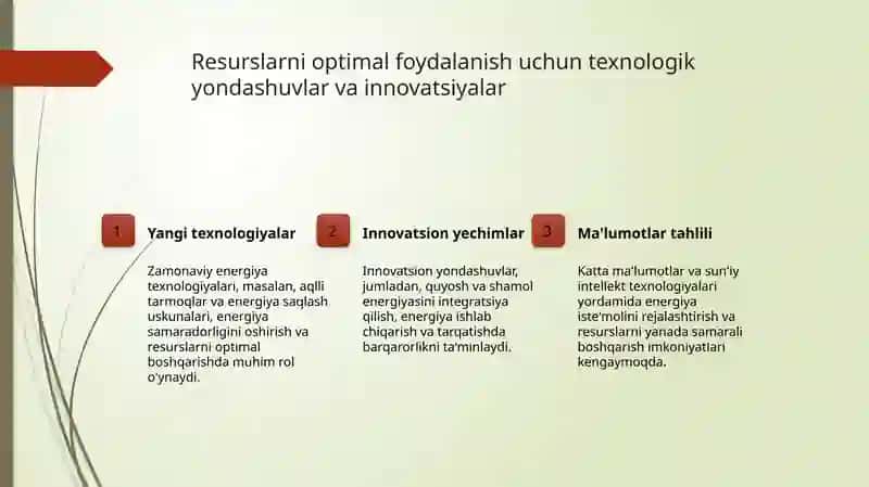 Energetika zaxiralaridan foydalanish jarayonlar 4