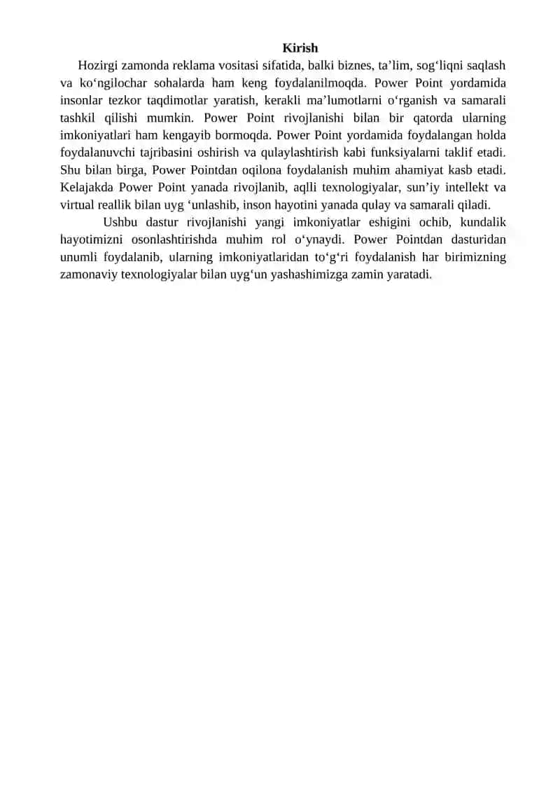 POWER POINT DASTURIDA TAQDIMOTLAR YARATISH 4