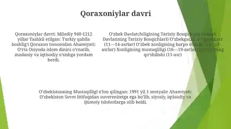O’Zbek Davlatchiligining Tarixiy Bosqichlari 4