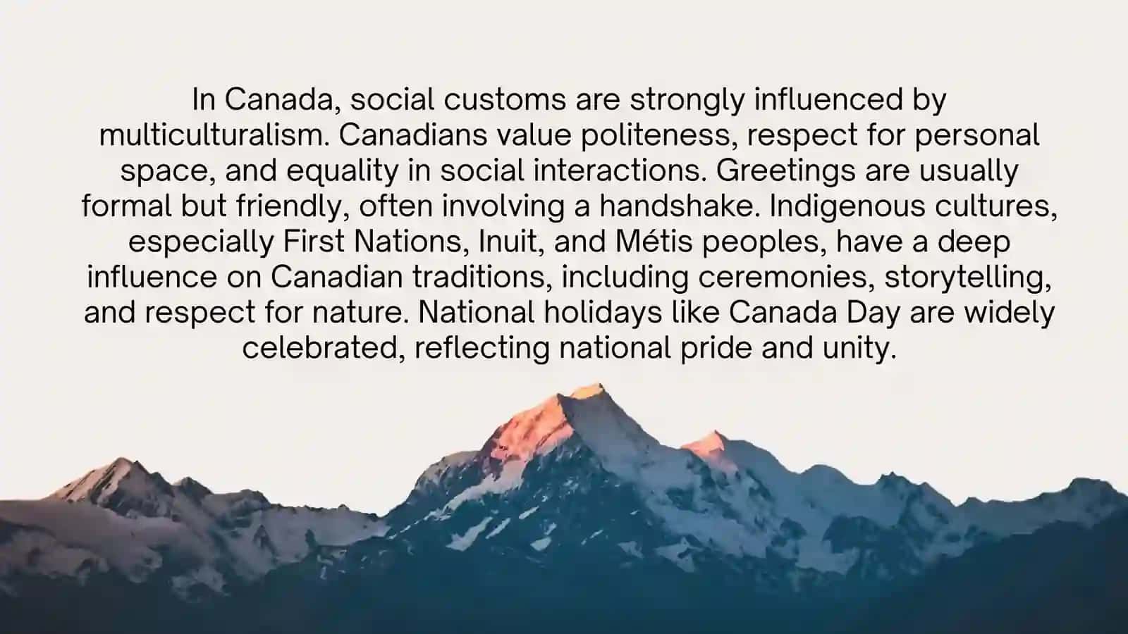 Social customs and traditions of Canada, Australia and new Zealand 4
