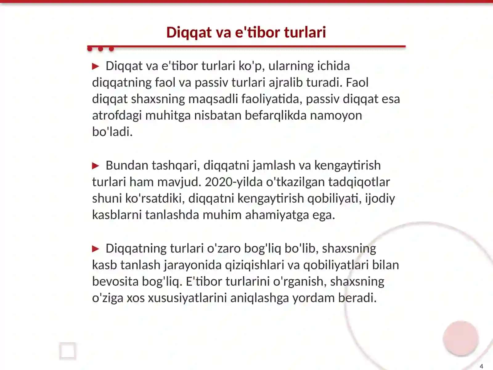 Diqqat va kasb tanlash masalalari 4