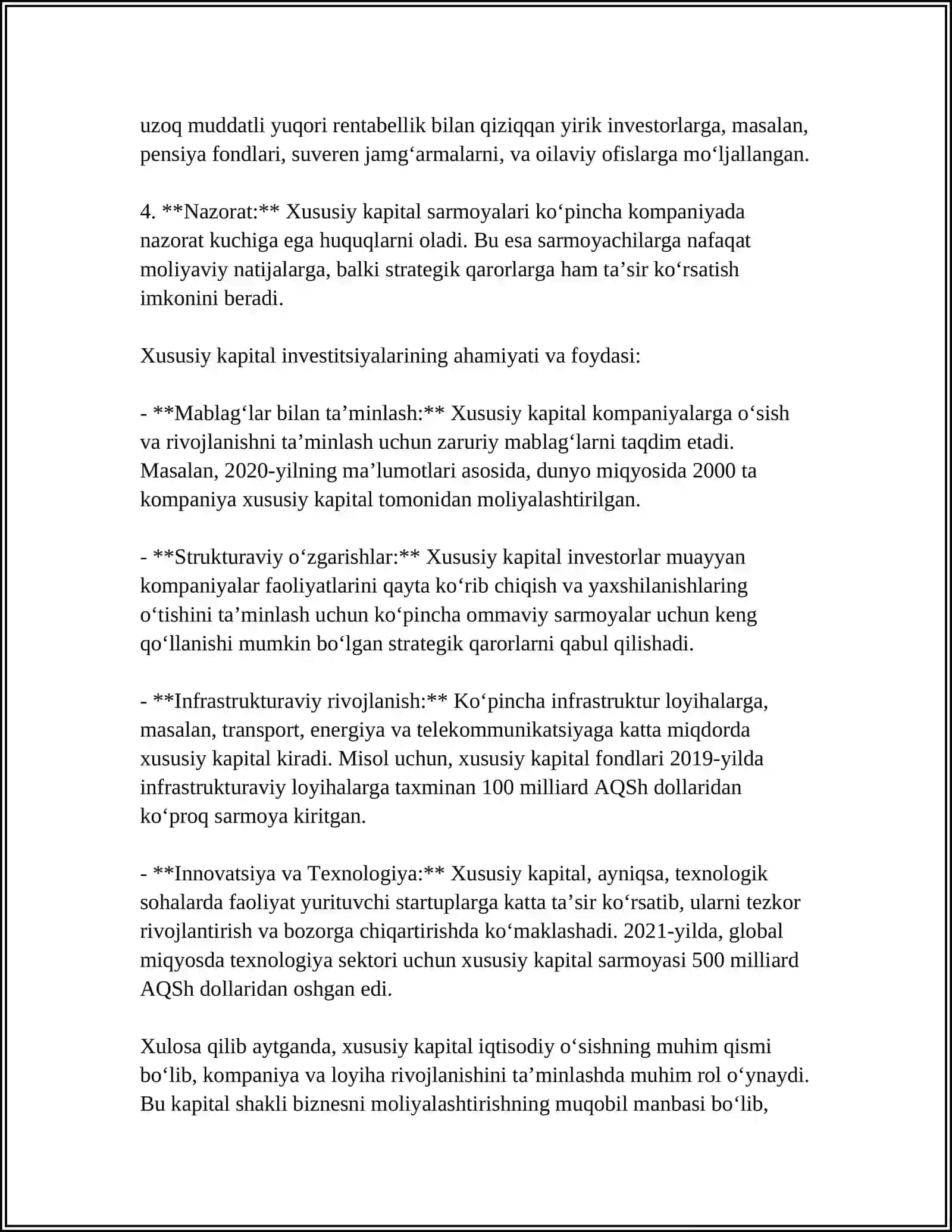 XUSUSIY KAPITAL VA UNING TAHLILI 4