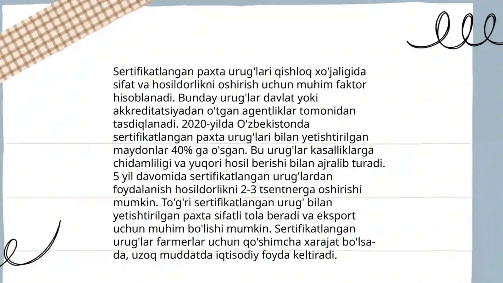 Uruĝli paxtani tanlash mezonlari 4