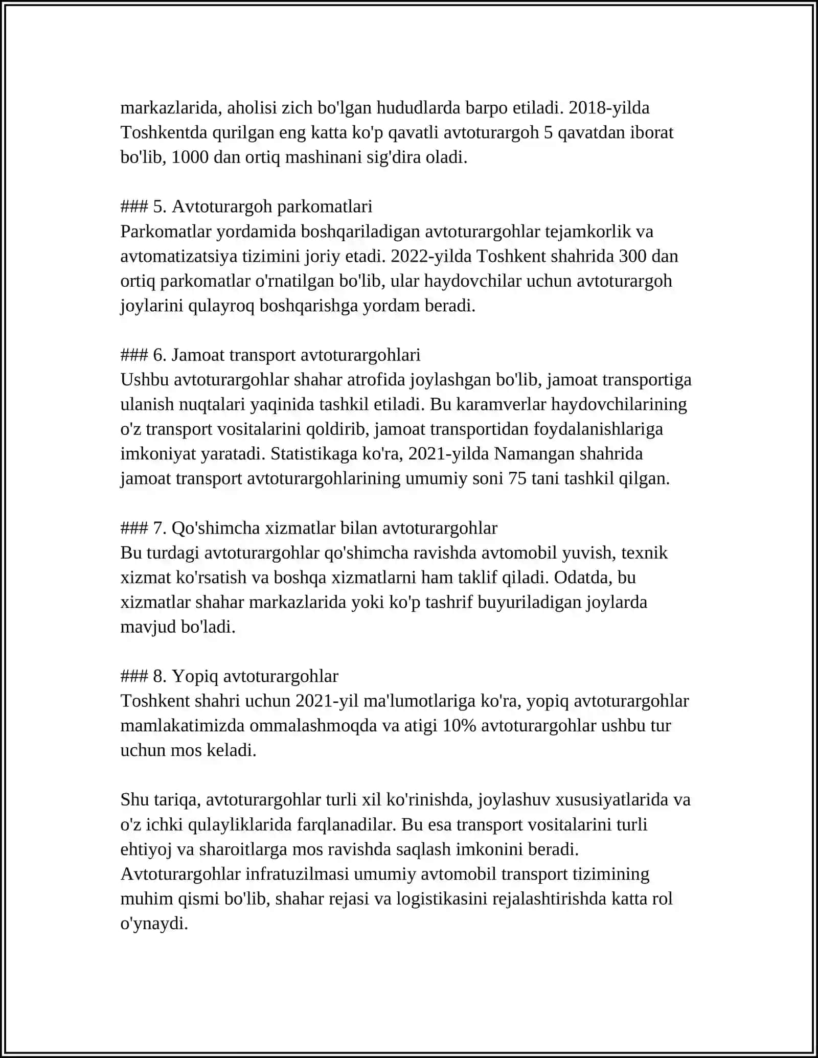 AVTOTURARGOHLAR VA ULARNING TURLARI 4
