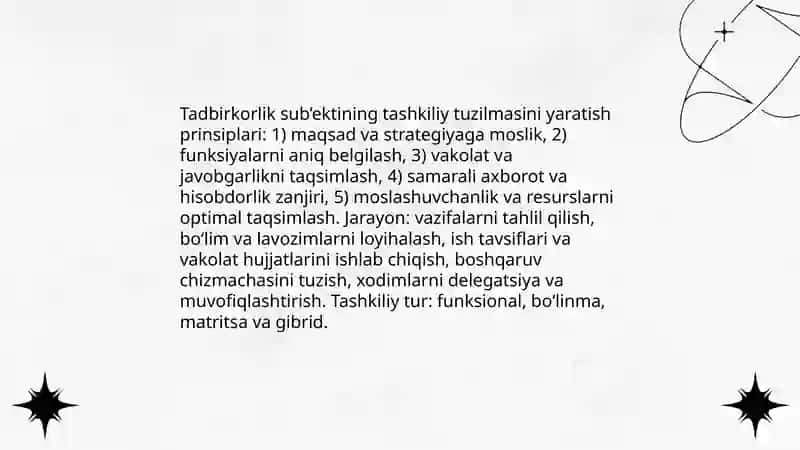 Tadbirkorlikni boshqarishni tashkil etish 4