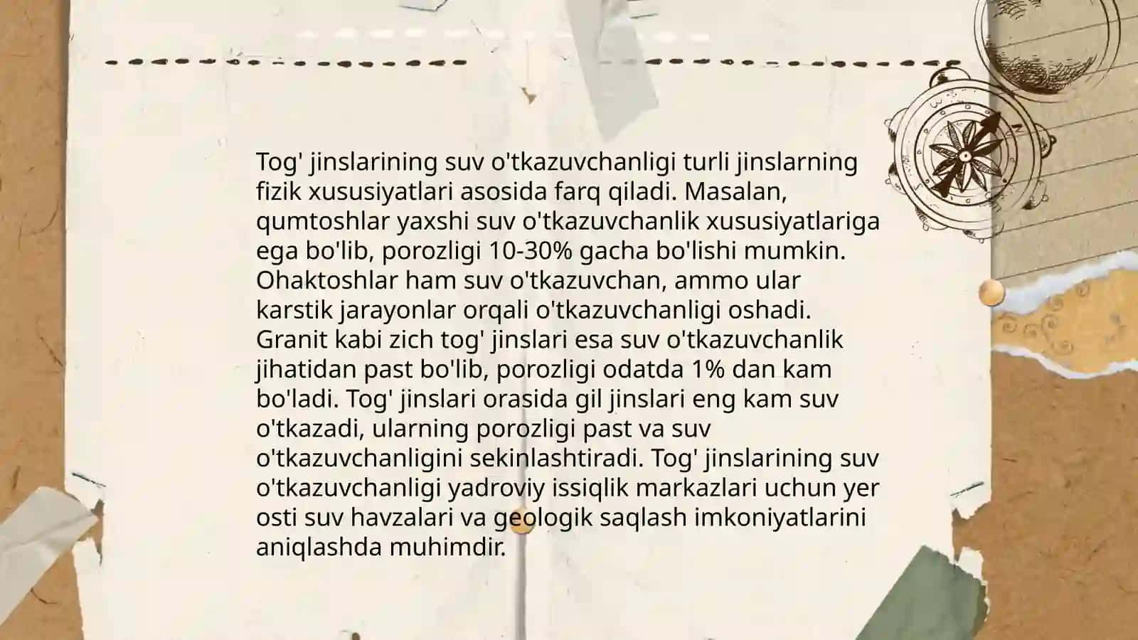 Tog' jinslarining suvli fizik xossalari 4