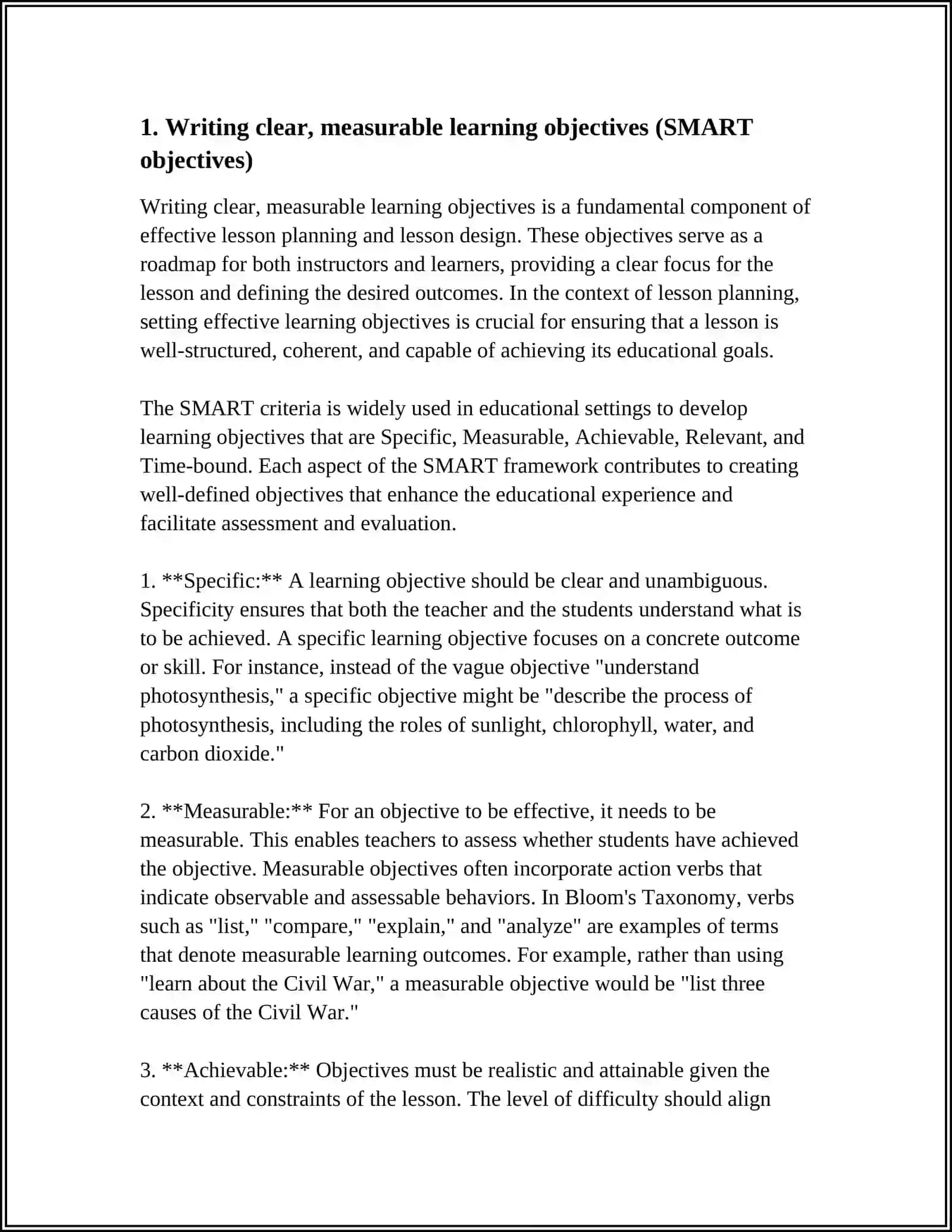 LESSON PLANNING AND LESSON DESIGN, PRINCIPLES OF EFFECTIVE LESSON PLANNING (SETTING OBJECTIVES, STAGING LESSONS) 4