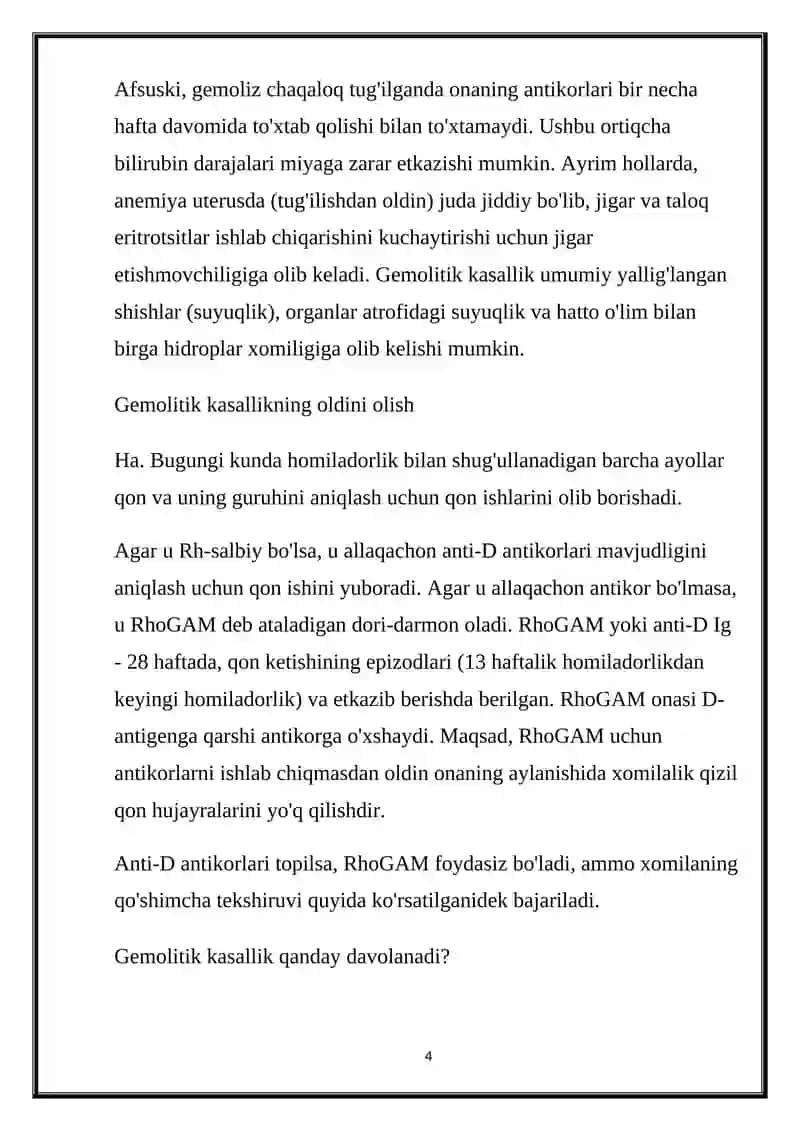 Yangi tug'ilgan chaqaloq gemolitik kasalligi 4