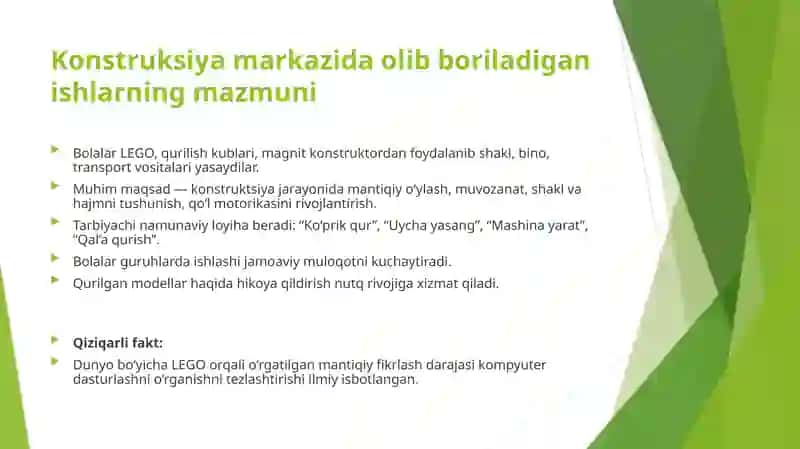 Konstruksiya markazida olib boriladigan ishlarning mazmuni 4