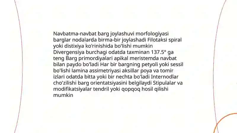 Oʻsimliklarning barg joylashuvi 4