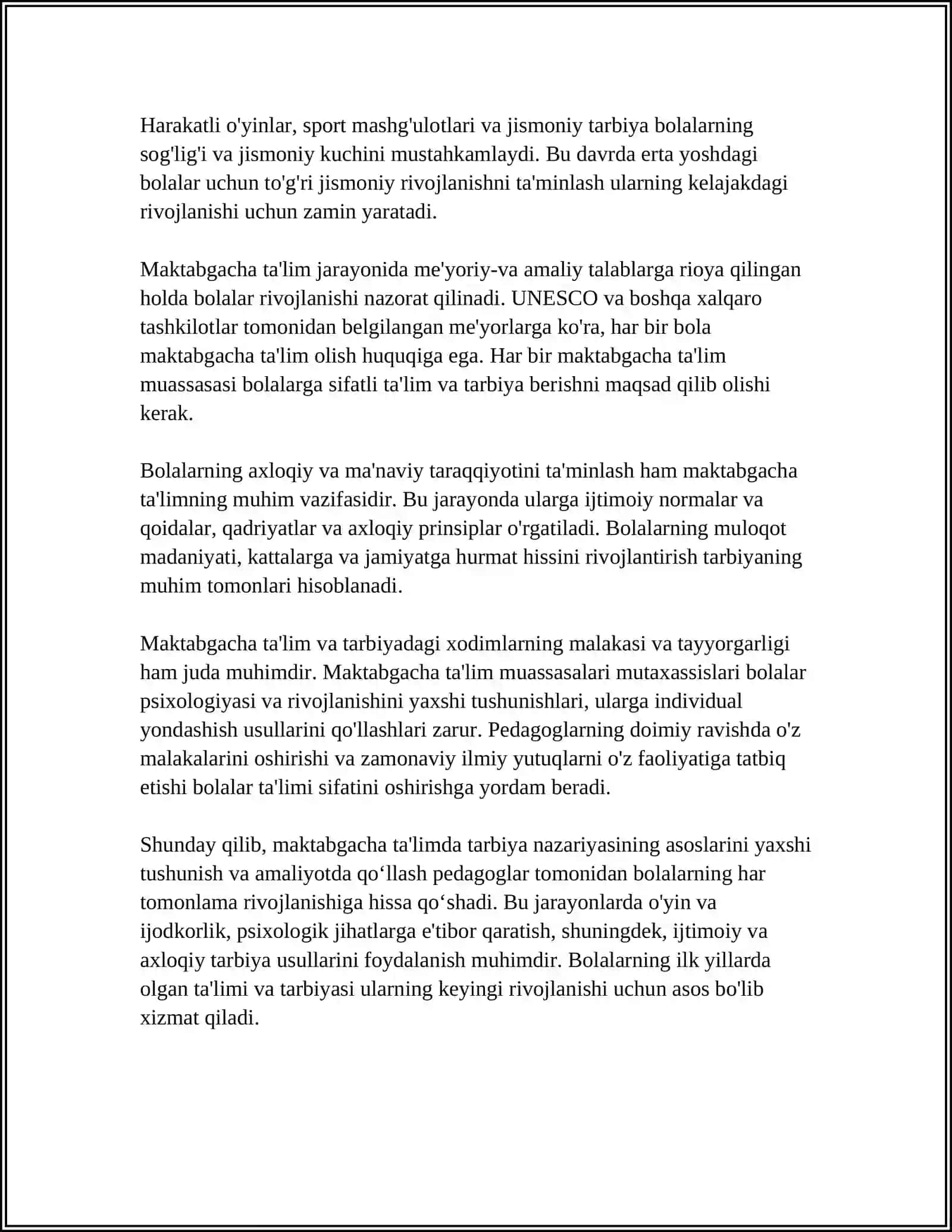 MAKTABGACHA TALIMDA TA'LIM TARBIYA NAZARIYASINING METODIKASI 4