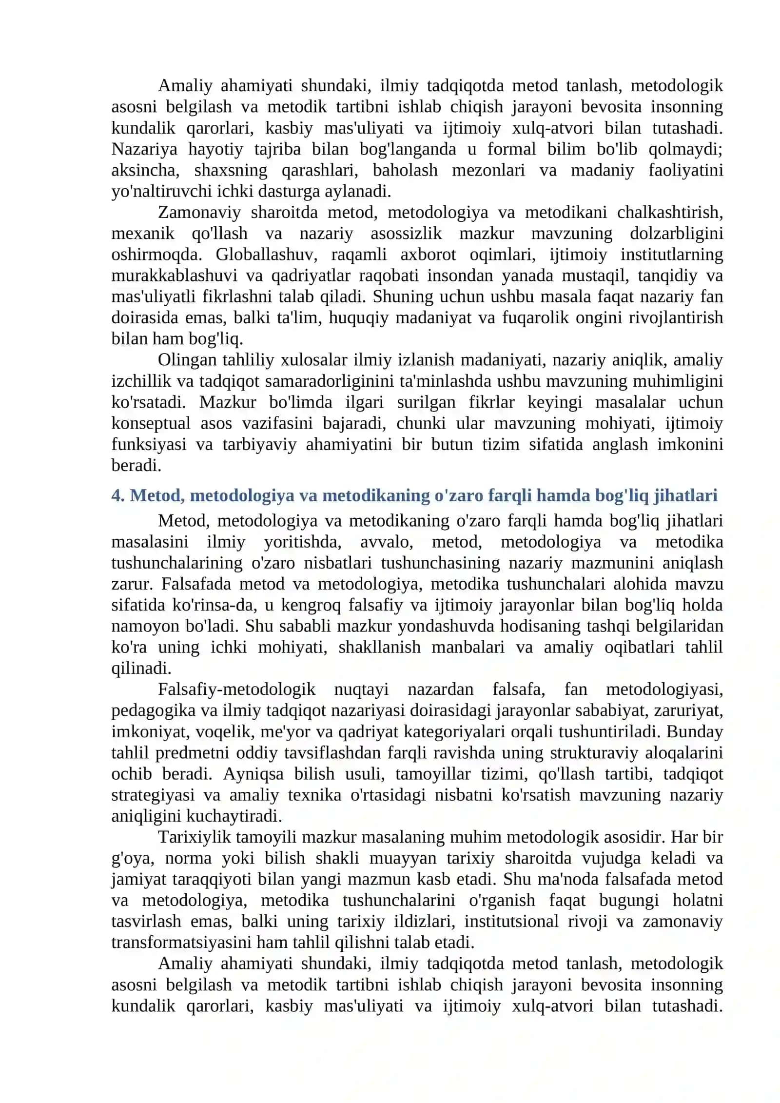 FALSAFADA METOD VA METODOLOGIYA, METODIKA TUSHUNCHALARI 4