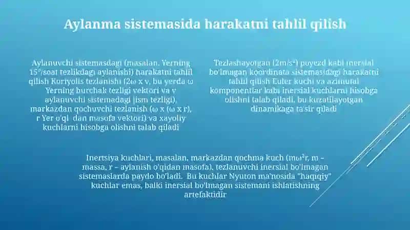 Yolg'on kuchlar va Koriyolis tezlanishi 4