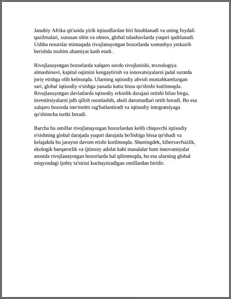 Rivojlanayotgan Bozorlarning O'Sishi Dunyoga Ta'siri 4