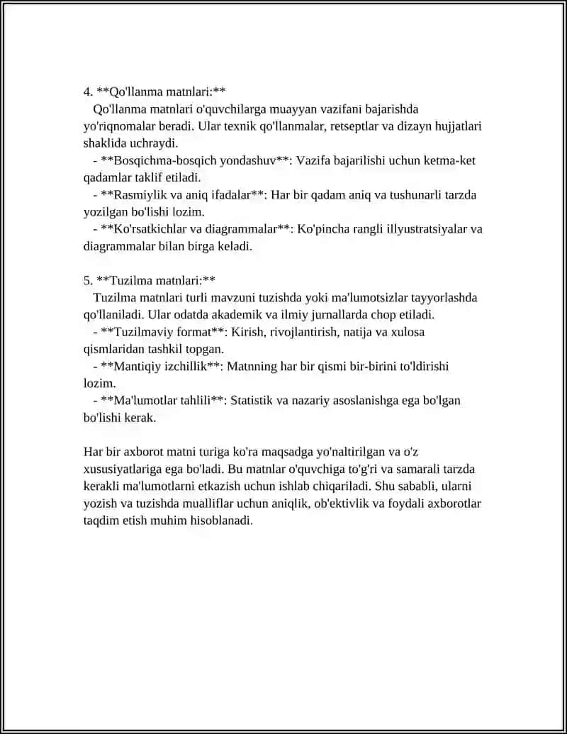AXBOROT MATNLAR BILAN ISHLASH VA MEDIA MADANIYATI 4