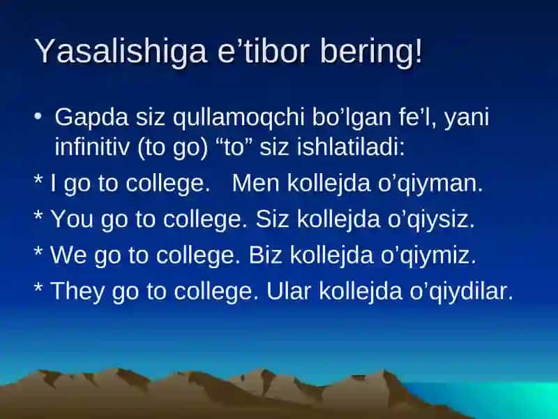 The Present Simpletense.(Hozirgi oddiy zamon) 4