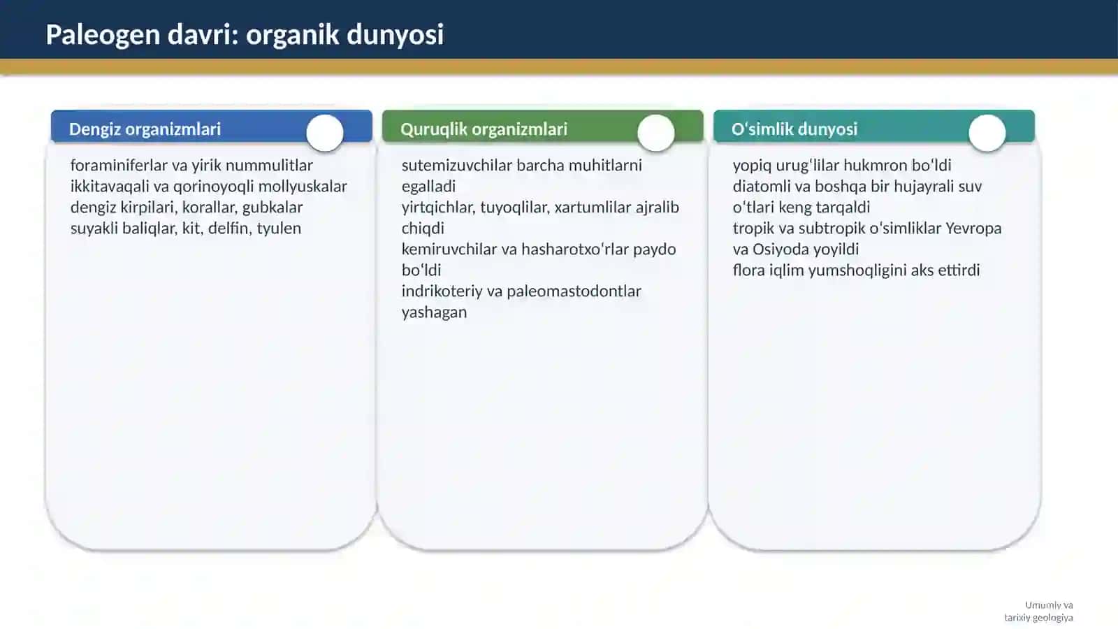 Yer geologik rivojlanish tarixining kaynozoy bosqichi 4
