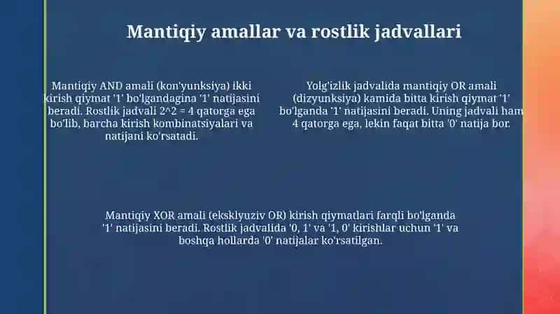 Bul funksiyalari. Elementar bul funksiyalari 4