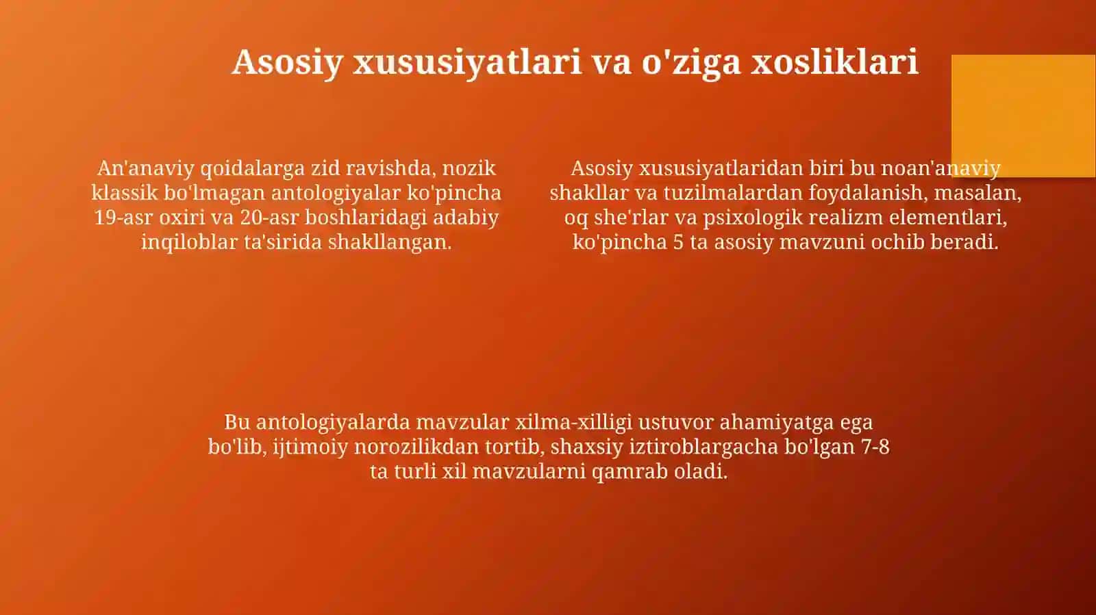 Noklassik antologiyaning yoʻnalishlari va mohiyati 4