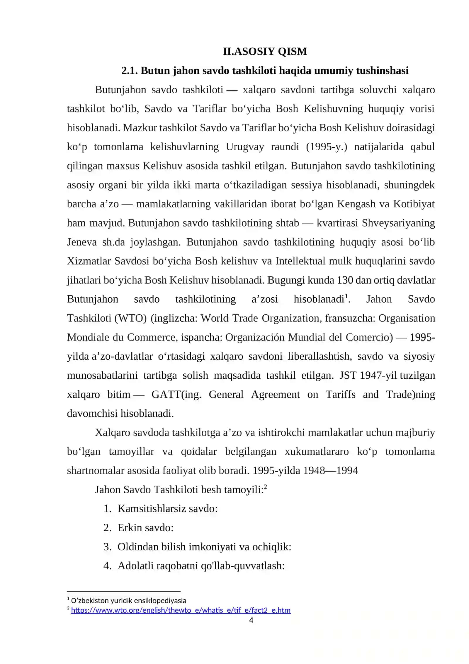 O’ZBEKISTON RESPUBLIKASINING BUTUN JAHON SOVDO TASHKILOTIGA A’ZO BOLISHI 4