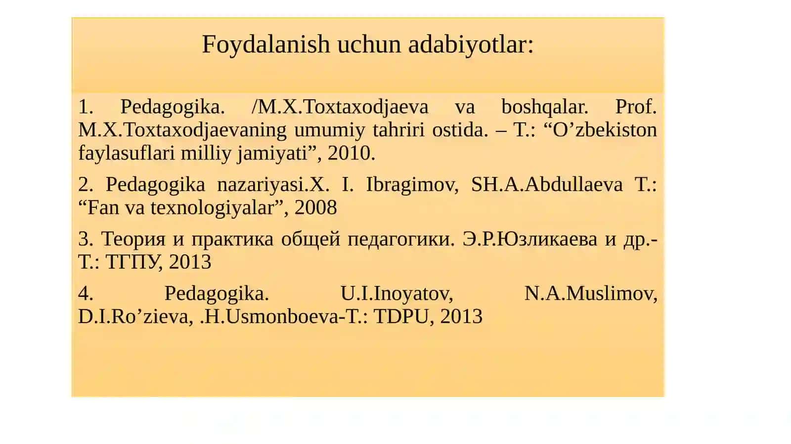 Dars–ta`limni tashkil etishning asosiy shakli 4