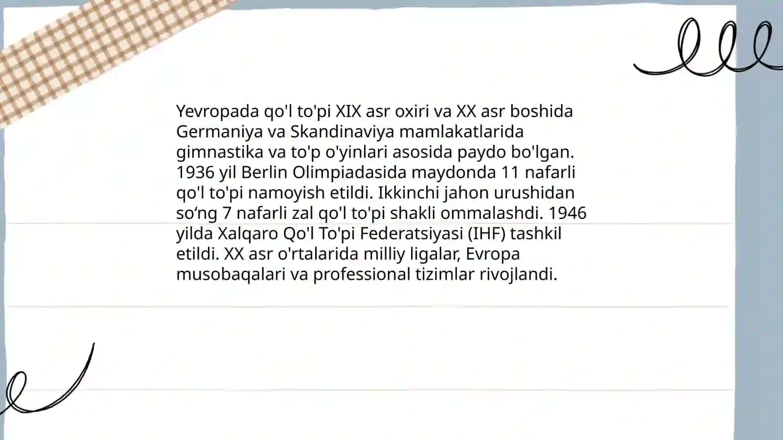 Qo'l to'pi o'yinining kelib chiqishi, rivojlanish tarixi 4