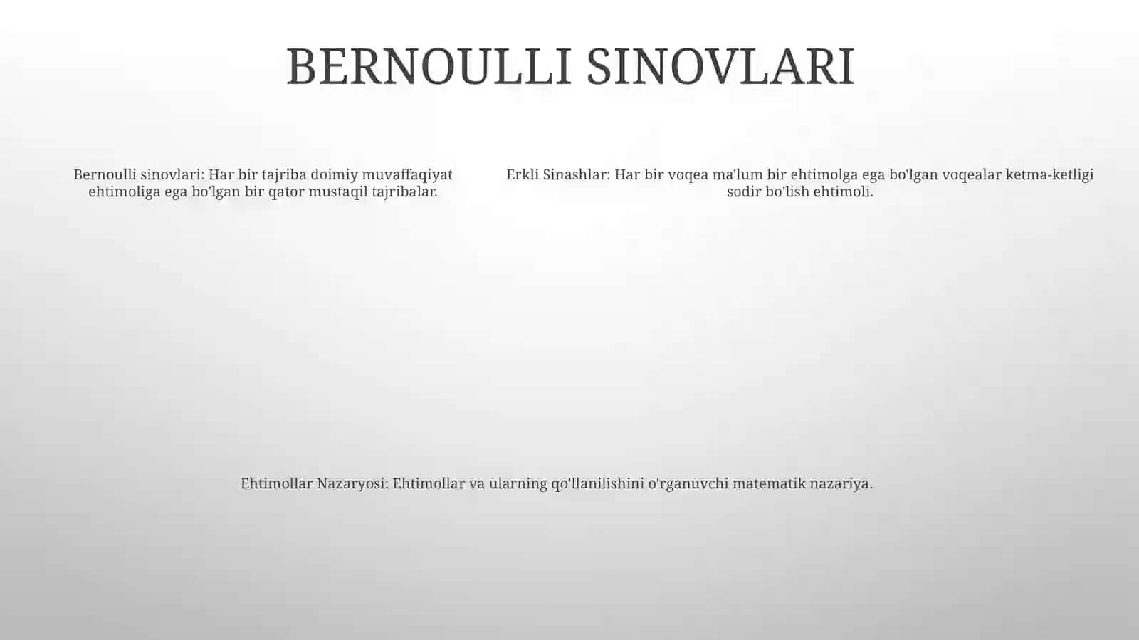 Erkli Sinashlar (Ehtimollar Nazaryosi) 4