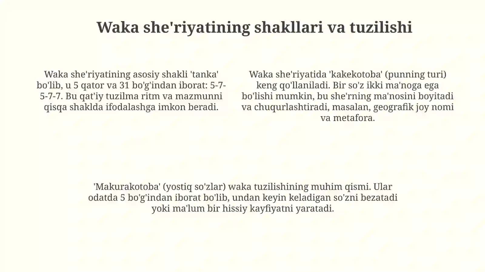 Waka she'riyatining tarixi va rivojlanishi 4