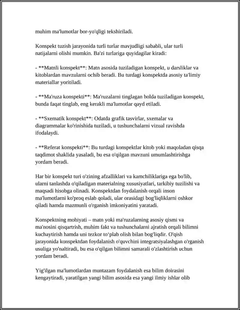 KONSPEK VA UNING TURLARI 4