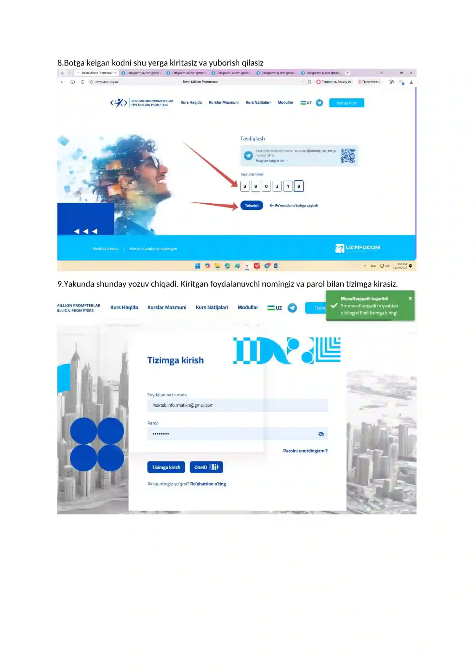 Telegram bot orqali o'quvchilarni ro'yxatdan o'tkazish 4