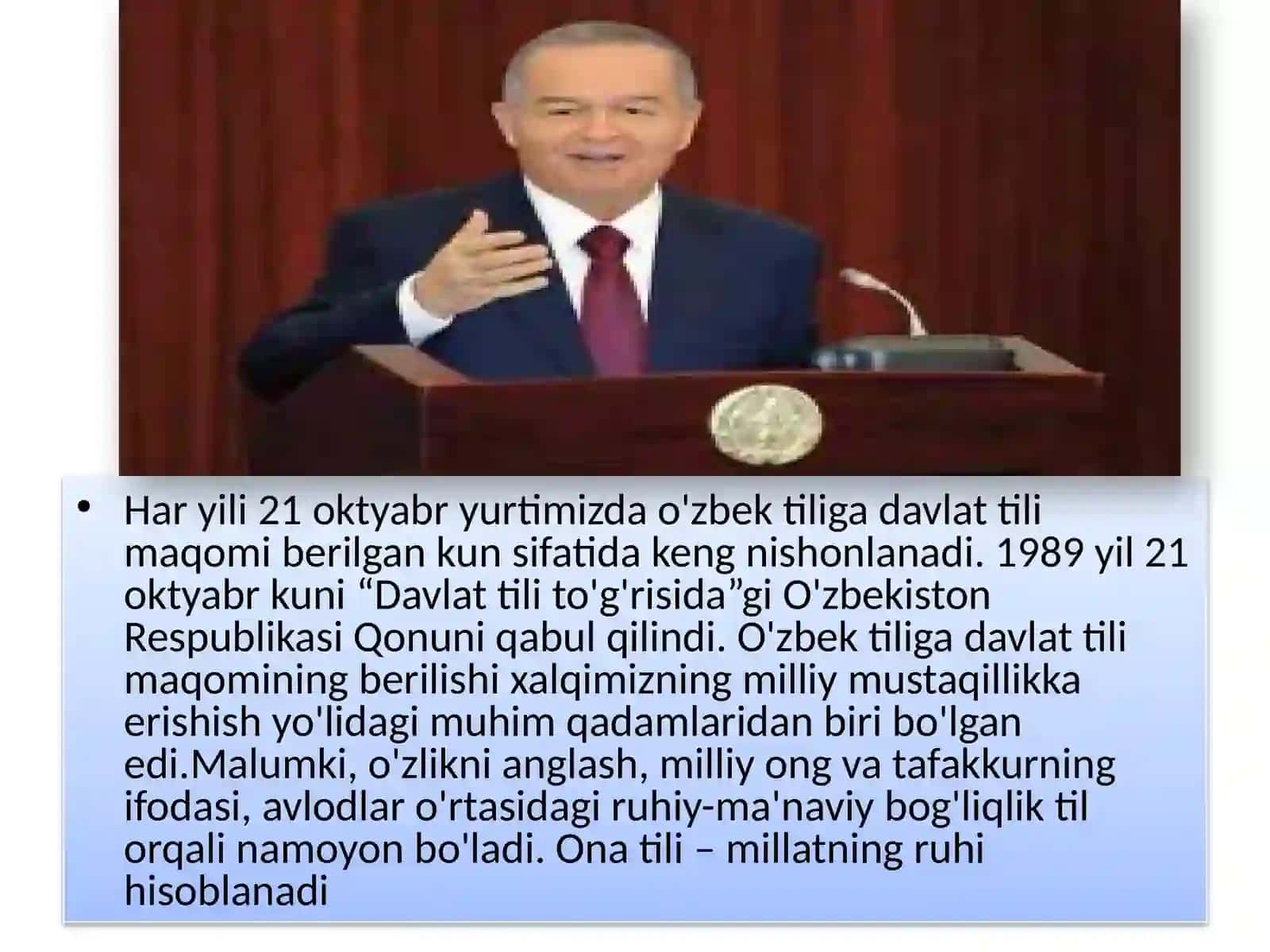 O’zbekiston Respublikasining Davlat tili haqida qonunlar 4