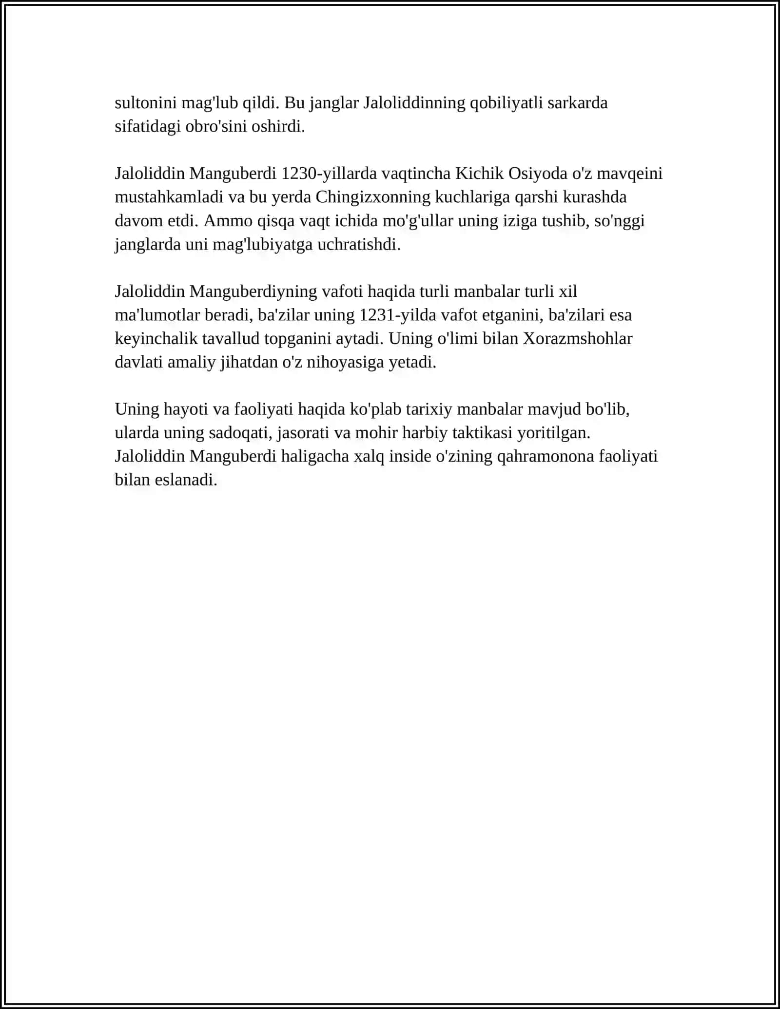 MUSTAQIL ISH Mavzu: JALOLIDDIN MANGUBERDI BUYUK SARKARDA 4
