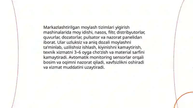 Yigirish mashinalarini moylash sistemalari 4