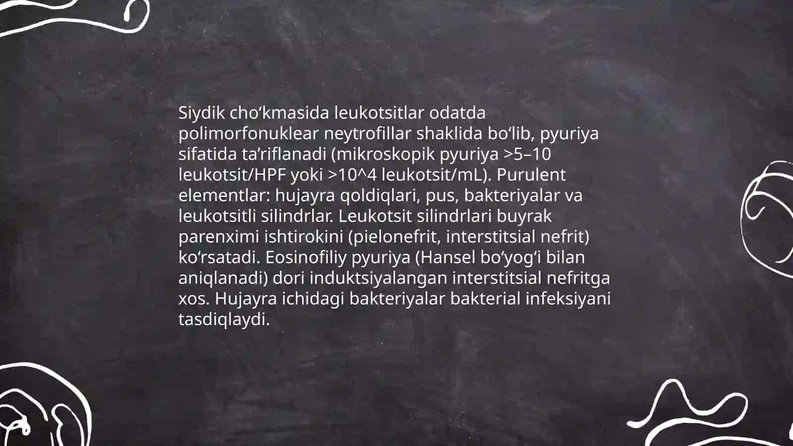 Siydik cho‘kmasidagi o‘zgarishlar 4