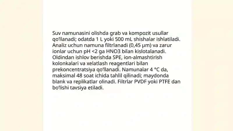 Suvning ifloslanishida ionli bog'lanishni birikmalar aniqlash 4