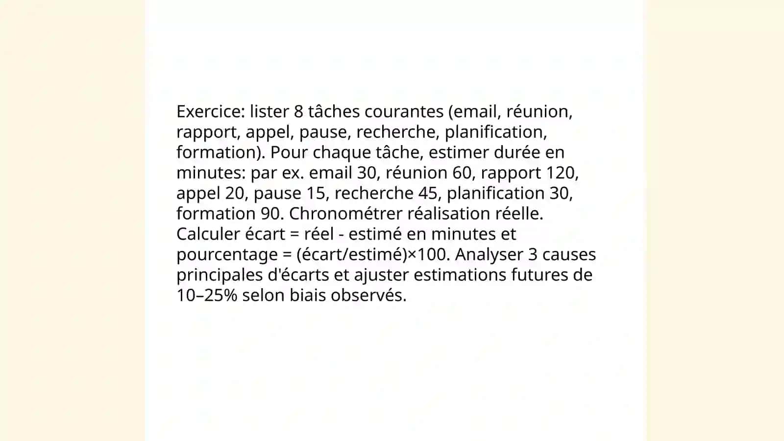 Exercices de gestion du temps 4