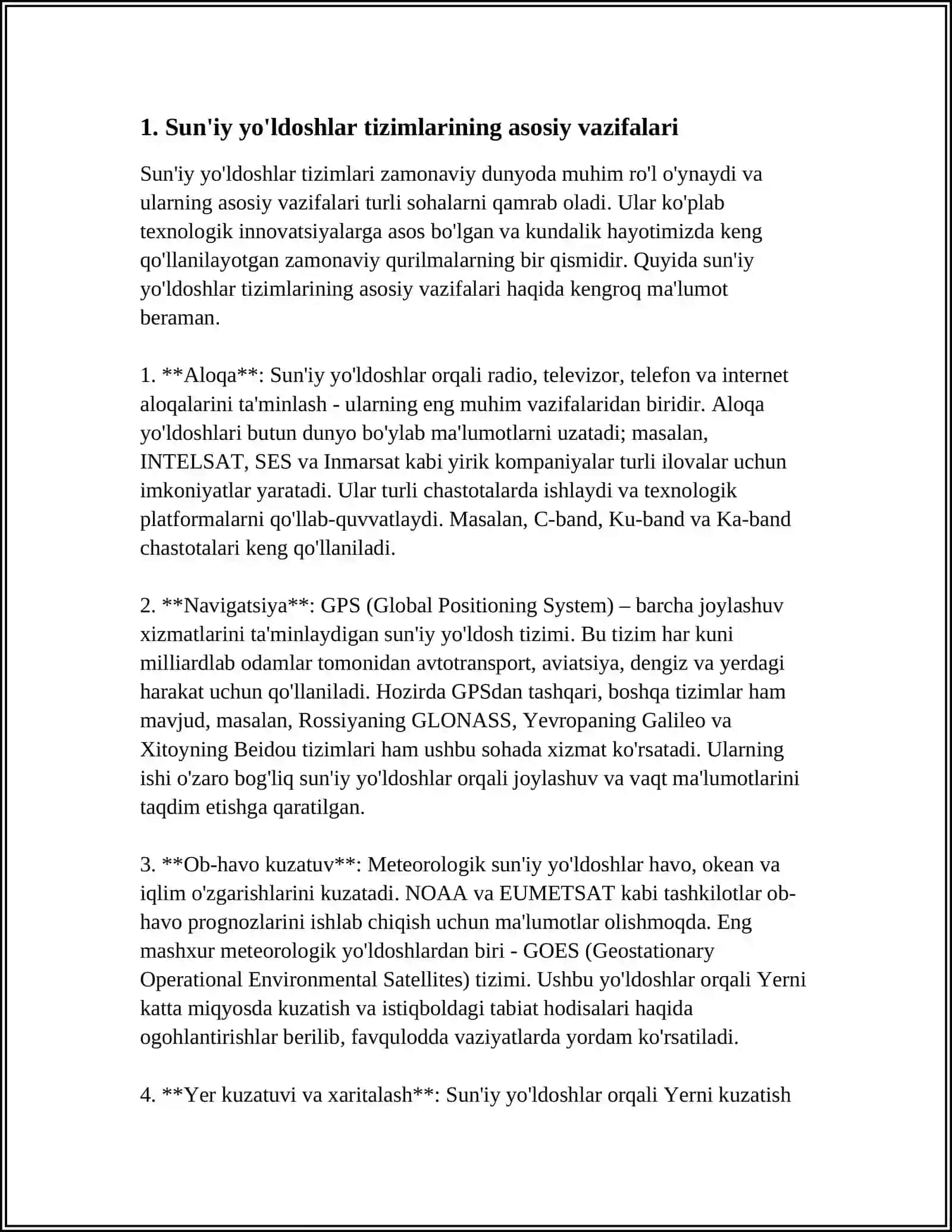 SUN’IY YOʻLDOSH NAVIGATSIYA GPS VA GLONASS SISTEMALARI 4