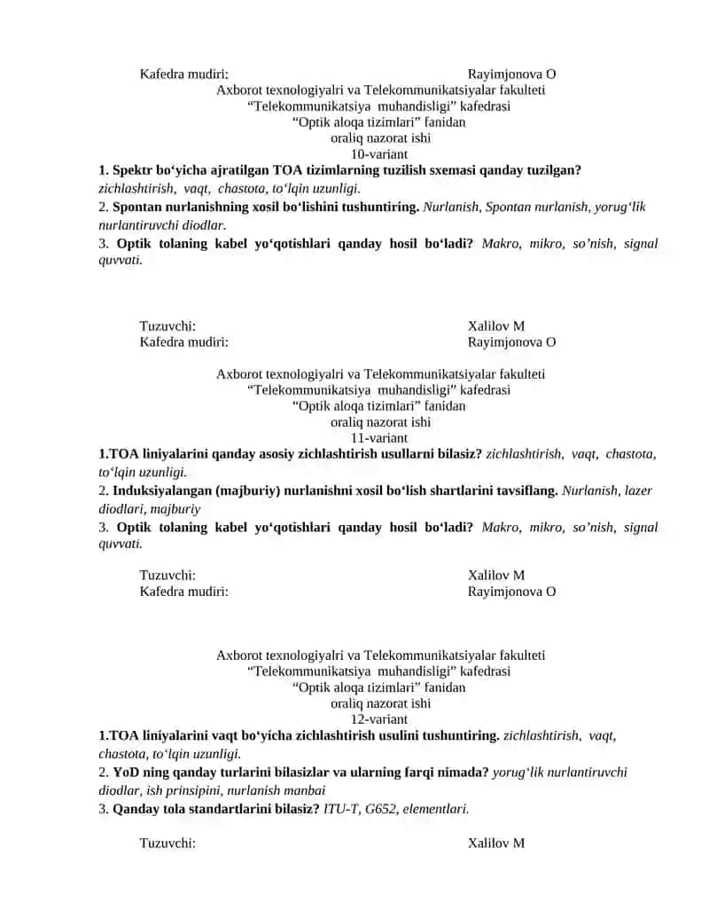 Optik aloqa tizimlari 4