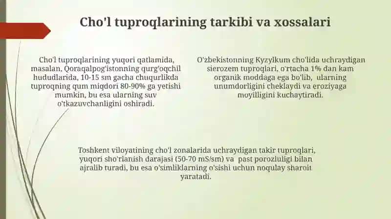Cho'l tuproqlarining ekologiyasi 4