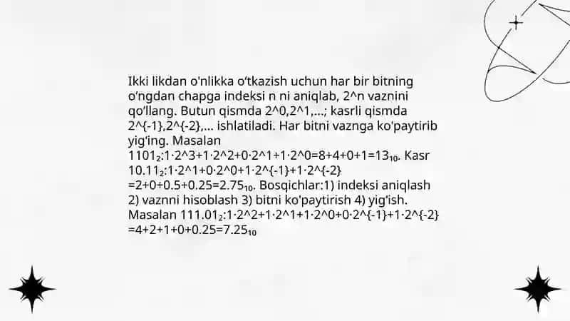 O'nlikdan ikkilikka oʻtkazish usullari 4