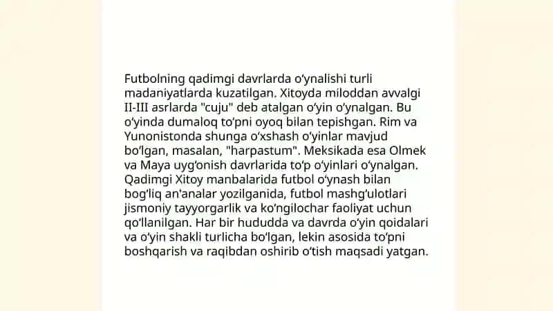 Futbol o'yinining tarixi va rivojlanish bosqichlari 4