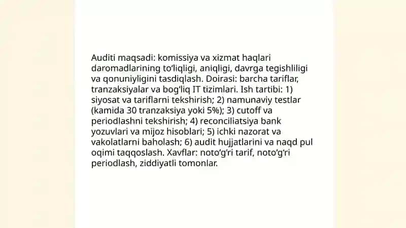Foiz daromadlari auditi 4